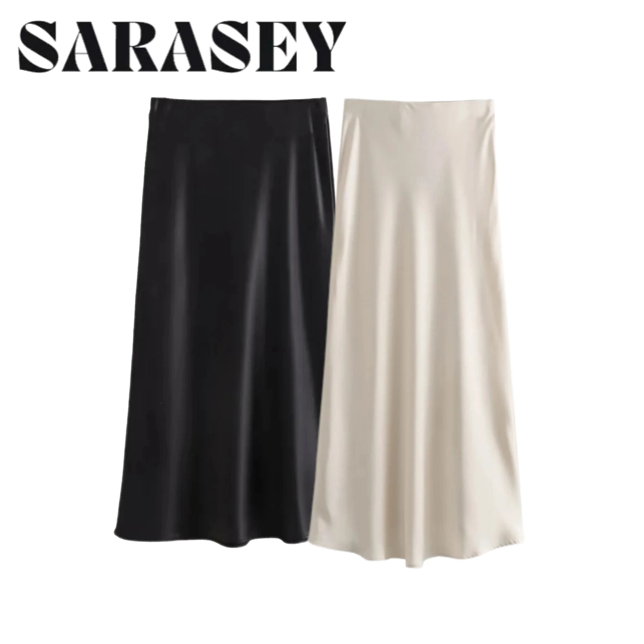 Women 2025 Satin Black Skirt