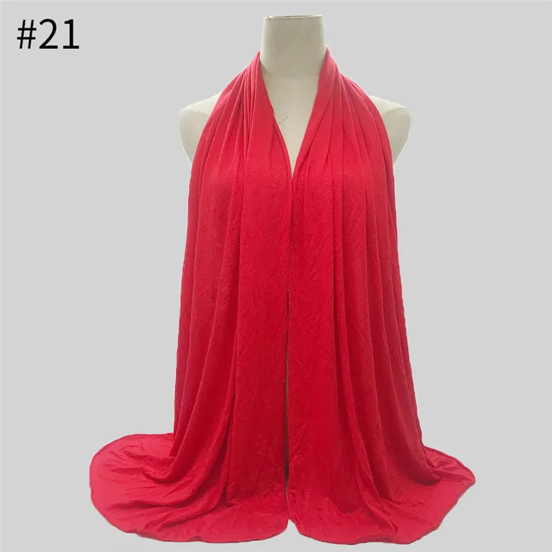Modal Cotton Jersey Hijab Scarf Long Muslim Shawl Plain Soft Turban Tie Head Wraps For Women Africa Headband 170x60cm