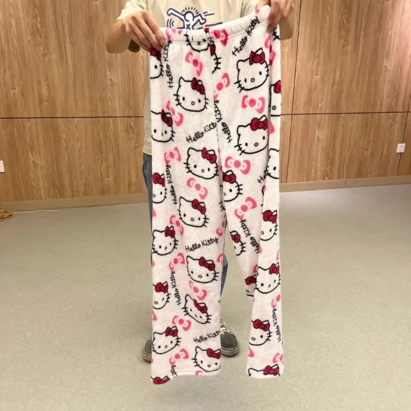 Y2K Hello Kitty Pajamas Pants Sanrio Anime Women's Pajama Pants Cartoon Couple Home Sleepwear Trousers Leisure Home Clothing