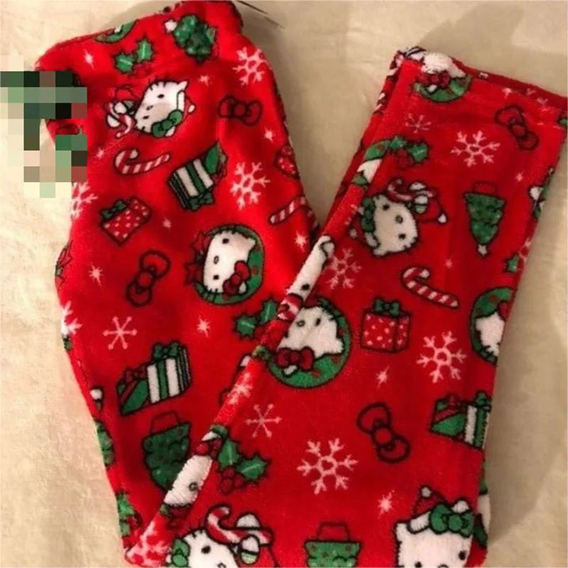 Y2K Hello Kitty Pajamas Pants Sanrio Anime Women's Pajama Pants Cartoon Fashion Home Sleepwear Trousers Leisure Home Clothing