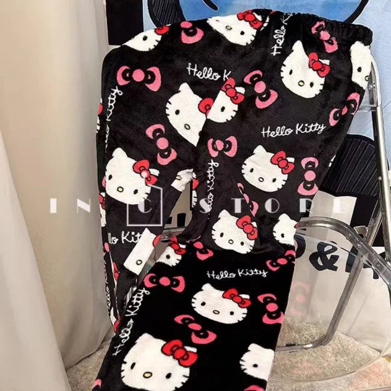 Y2K Hello Kitty Pajamas Pants Sanrio Anime Women's Pajama Pants Cartoon Fashion Home Sleepwear Trousers Leisure Home Clothing