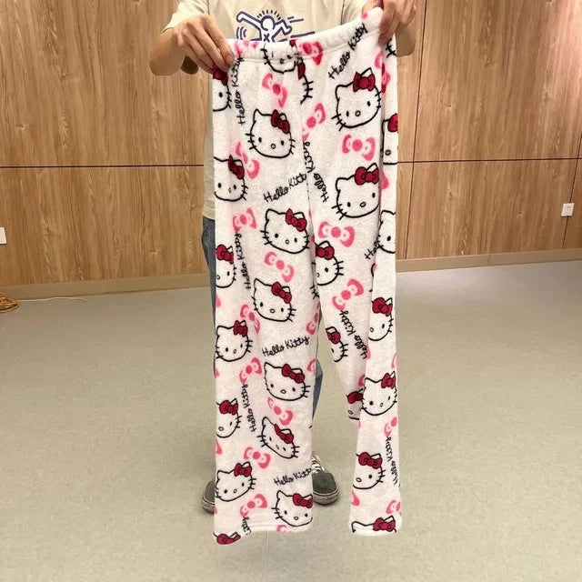 Y2K Hello Kitty Pajamas Pants Sanrio Anime Women's Pajama Pants Cartoon Fashion Home Sleepwear Trousers Leisure Home Clothing
