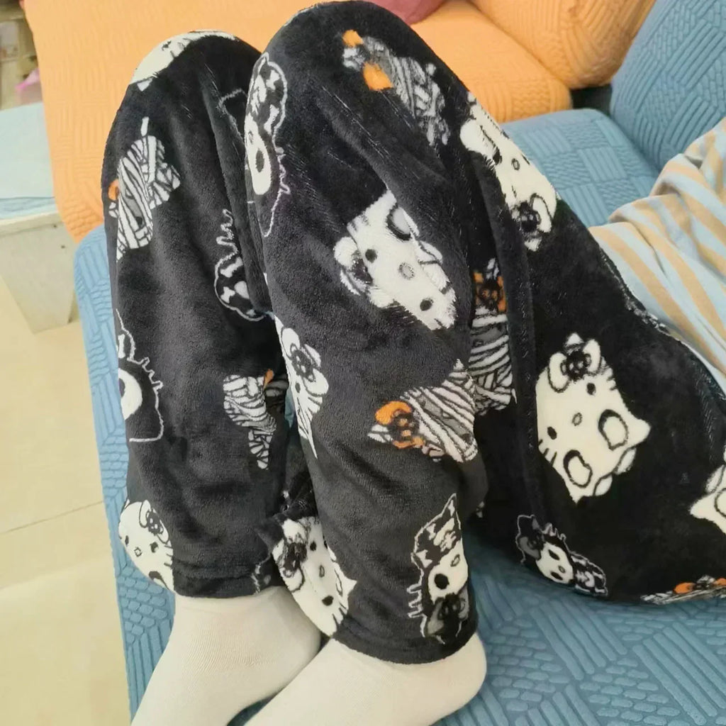 Y2K Hello Kitty Pajamas Pants Sanrio Anime Women's Pajama Pants Cartoon Fashion Home Sleepwear Trousers Leisure Home Clothing