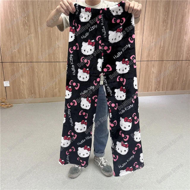 Y2K Hello Kitty Pajamas Pants Sanrio Anime Women's Pajama Pants Cartoon Fashion Home Sleepwear Trousers Leisure Home Clothing