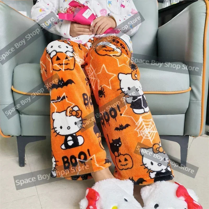 Y2K Hello Kitty Pajamas Pants Sanrio Anime Women's Pajama Pants Cartoon Fashion Home Sleepwear Trousers Leisure Home Clothing
