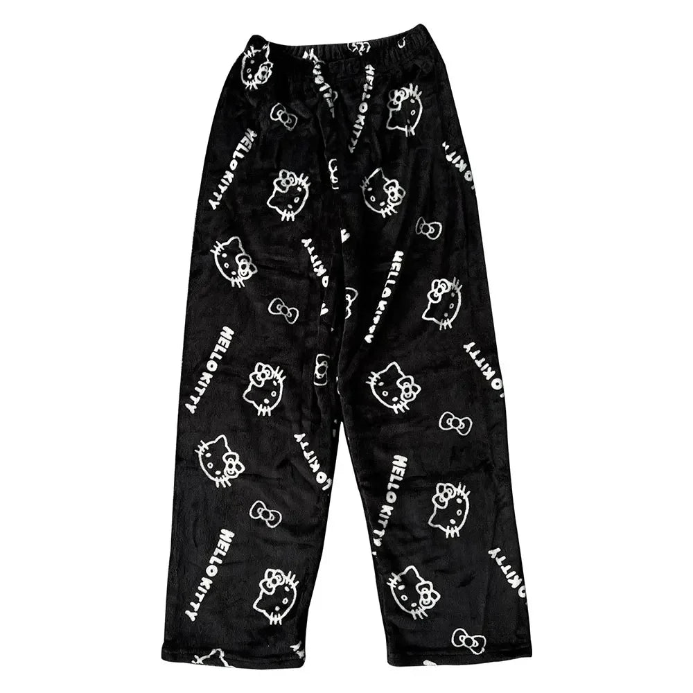 Y2K Hello Kitty Pajamas Pants Sanrio Anime Women's Pajama Pants Cartoon Fashion Home Sleepwear Trousers Leisure Home Clothing