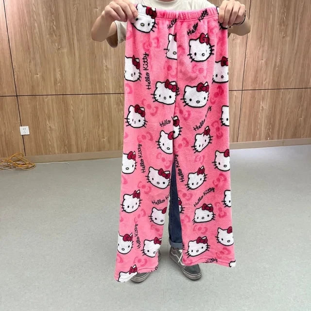 Y2K Hello Kitty Pajamas Pants Sanrio Anime Women's Pajama Pants Cartoon Fashion Home Sleepwear Trousers Leisure Home Clothing