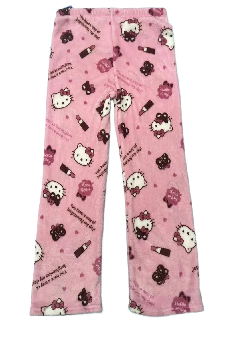 Y2K Hello Kitty Pajamas Pants Sanrio Anime Women's Pajama Pants Cartoon Fashion Home Sleepwear Trousers Leisure Home Clothing