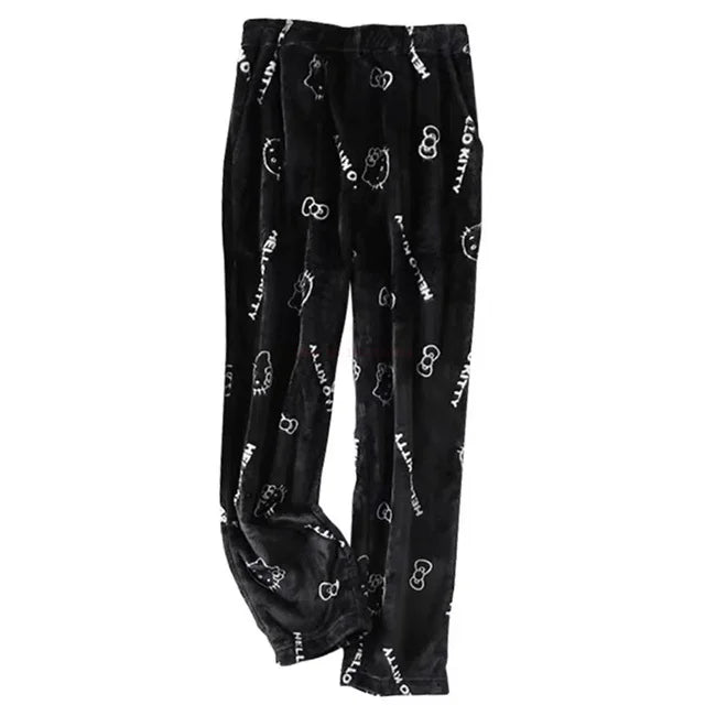 Y2K Hello Kitty Pajamas Pants Sanrio Anime Women's Pajama Pants Cartoon Fashion Home Sleepwear Trousers Leisure Home Clothing