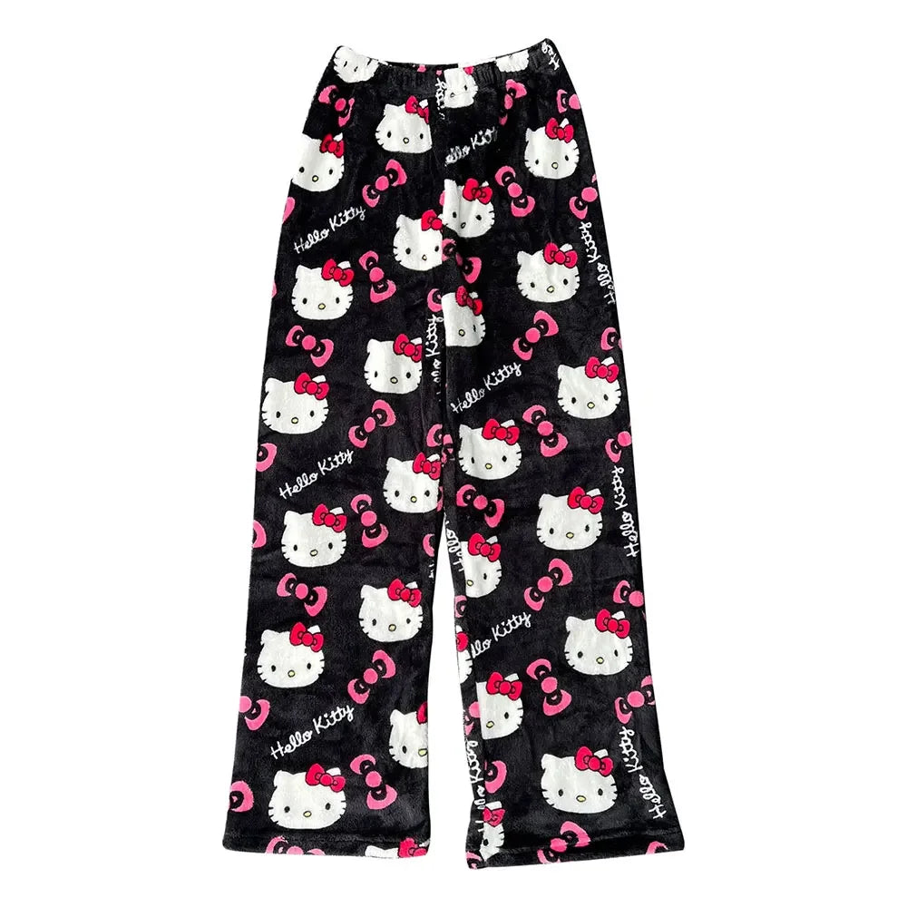Y2K Hello Kitty Pajamas Pants Sanrio Anime Women's Pajama Pants Cartoon Fashion Home Sleepwear Trousers Leisure Home Clothing