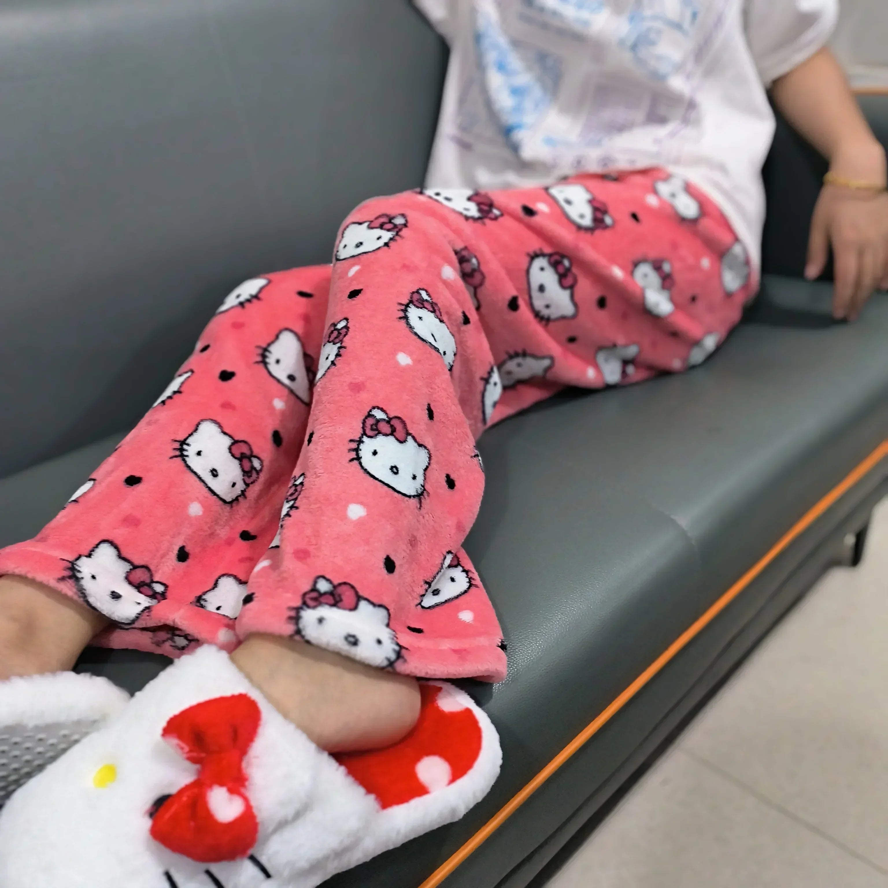 Y2K Hello Kitty Pajamas Pants Sanrio Anime Women's Pajama Pants Cartoon Fashion Home Sleepwear Trousers Leisure Home Clothing