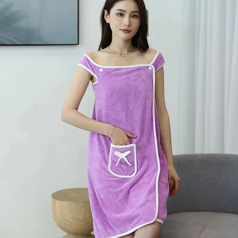 2024 Multi-function Women 80*135 Size Sexy Bathrobe Sling Sexy Tube Top Can Wear Bath Towel Soft Absorbent Bathrobe Coral Fleece