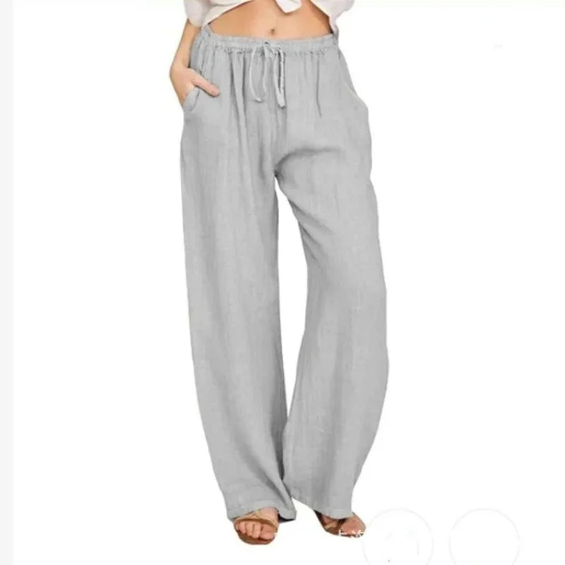 Summer and Autumn New Casual Women's Wear in Europe, America, and Europe Large Loose Cotton Hemp Casual Pants