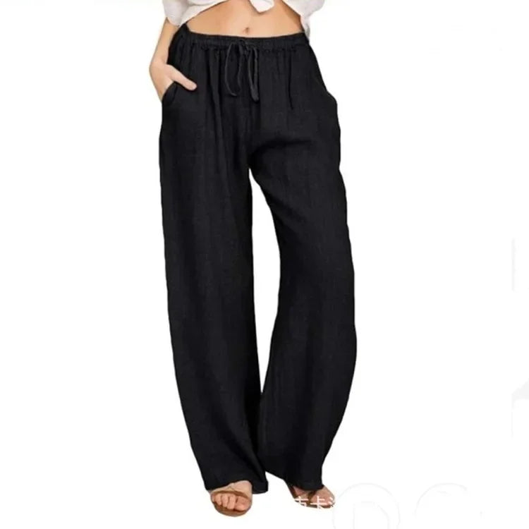 Summer and Autumn New Casual Women's Wear in Europe, America, and Europe Large Loose Cotton Hemp Casual Pants