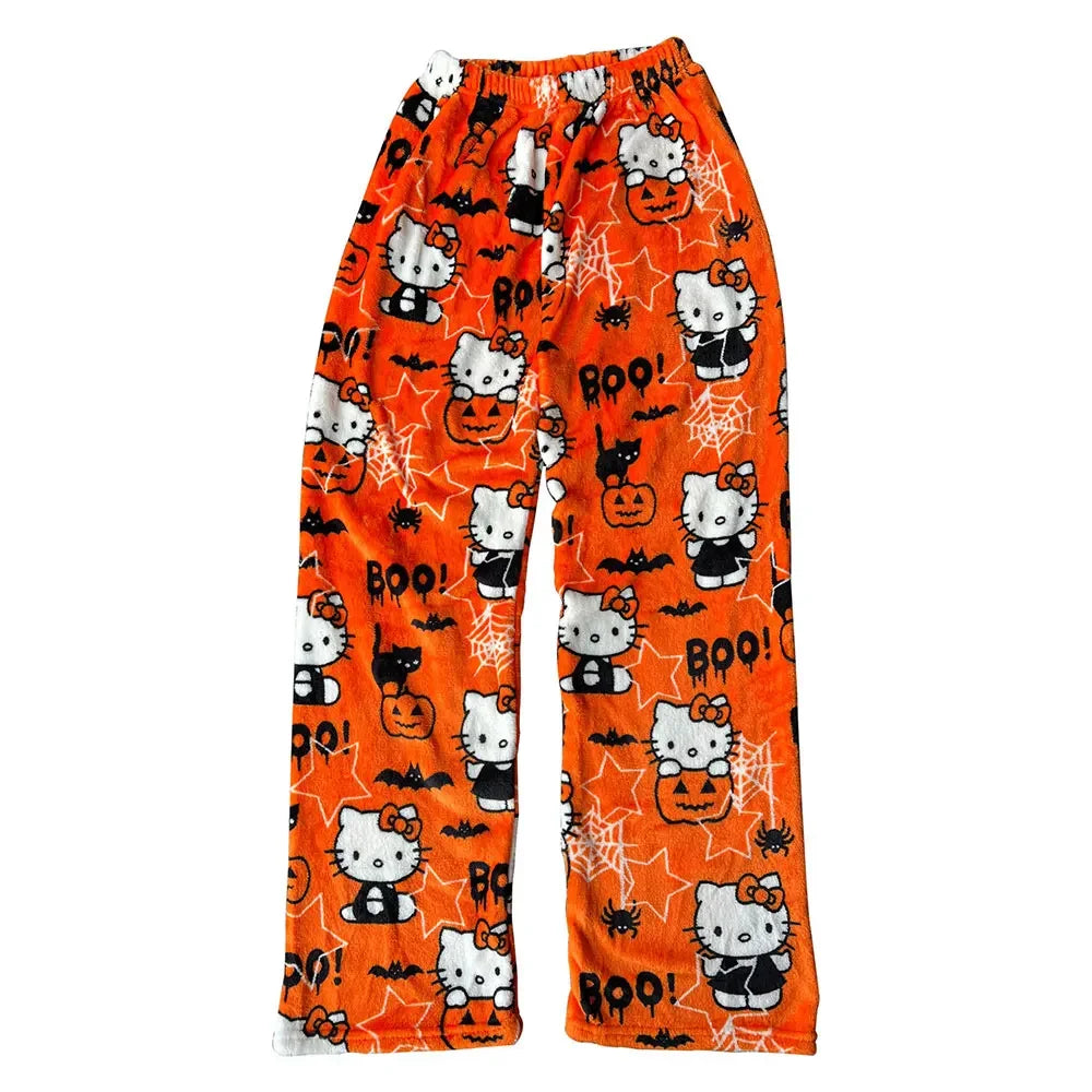 Y2K Hello Kitty Pajamas Pants Sanrio Anime Women's Pajama Pants Cartoon Fashion Home Sleepwear Trousers Leisure Home Clothing