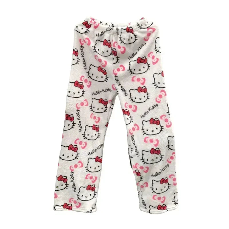 Y2K Hello Kitty Pajamas Pants Sanrio Anime Women's Pajama Pants Cartoon Fashion Home Sleepwear Trousers Leisure Home Clothing