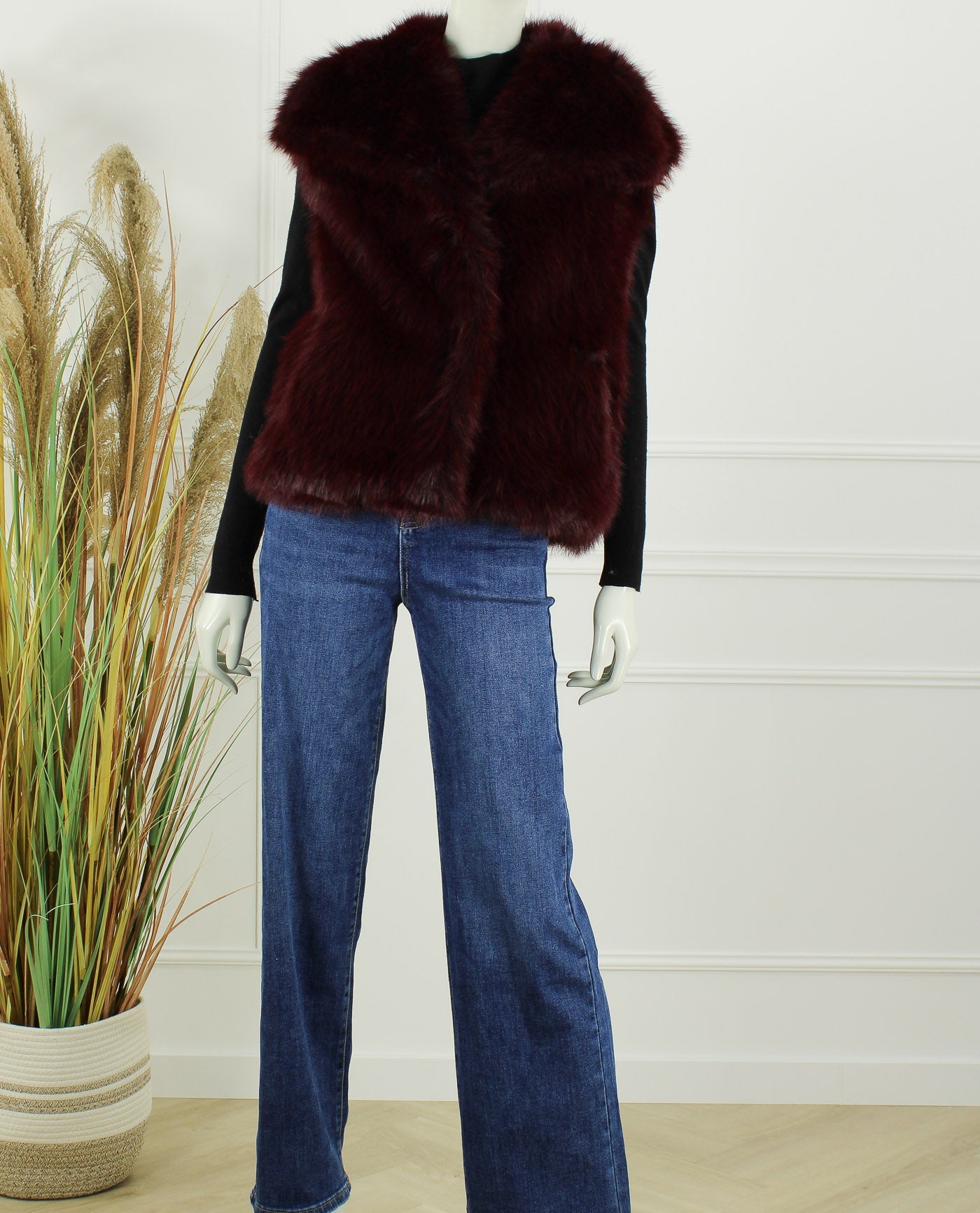 Faux Fur Gilet Olivia – Bordeaux