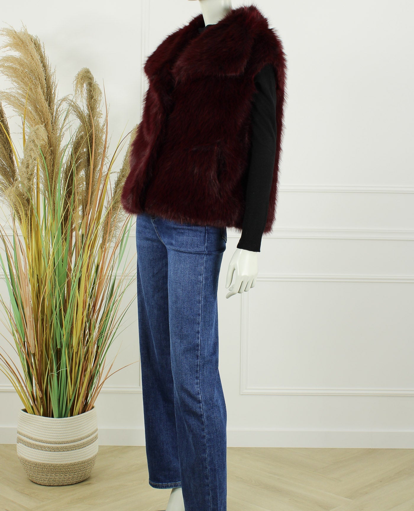 Faux Fur Gilet Olivia – Bordeaux
