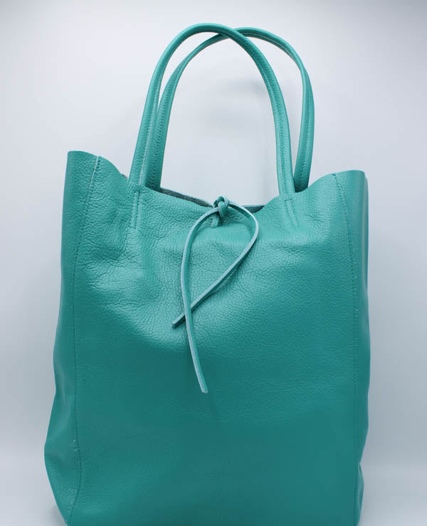 Tas Shopper Leder - Aqua