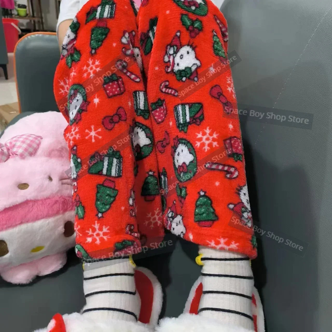 Y2K Hello Kitty Pajamas Pants Sanrio Anime Women's Pajama Pants Cartoon Fashion Home Sleepwear Trousers Leisure Home Clothing
