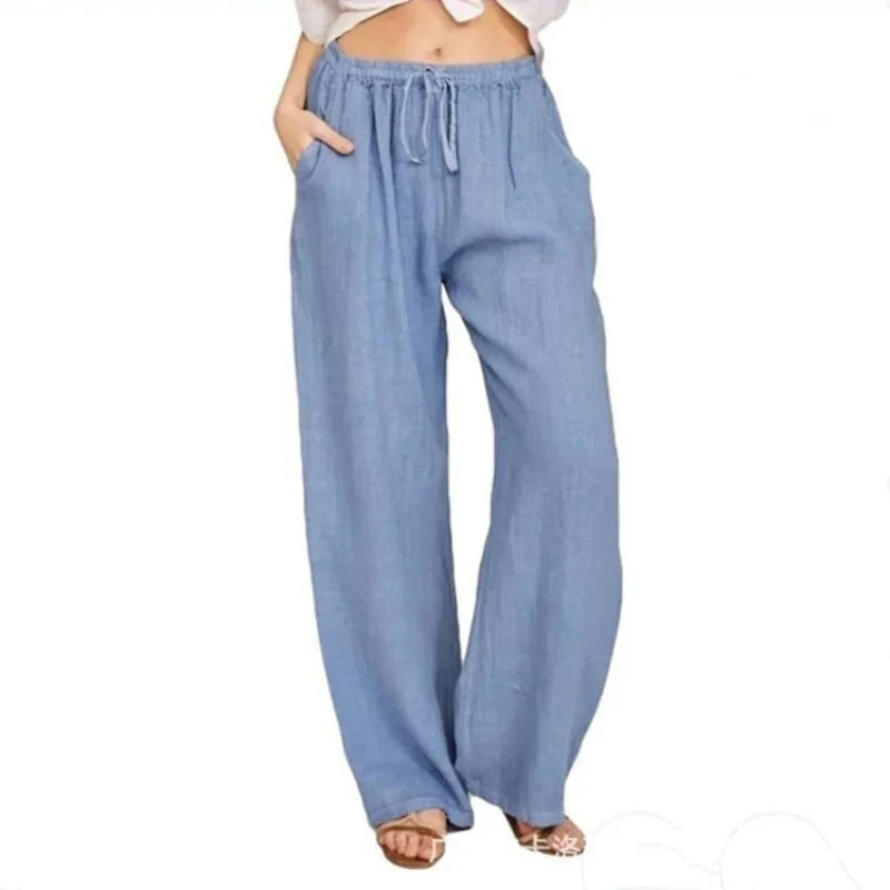 Summer and Autumn New Casual Women's Wear in Europe, America, and Europe Large Loose Cotton Hemp Casual Pants