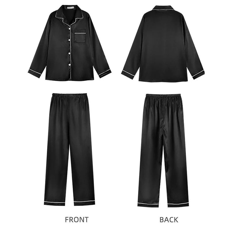 Pajamas Sets for Women Sexy Silk Polyester Women Pijama Sets Sleepwear Long-sleeve Cardigan Set Female Pyjamas Home Clothing